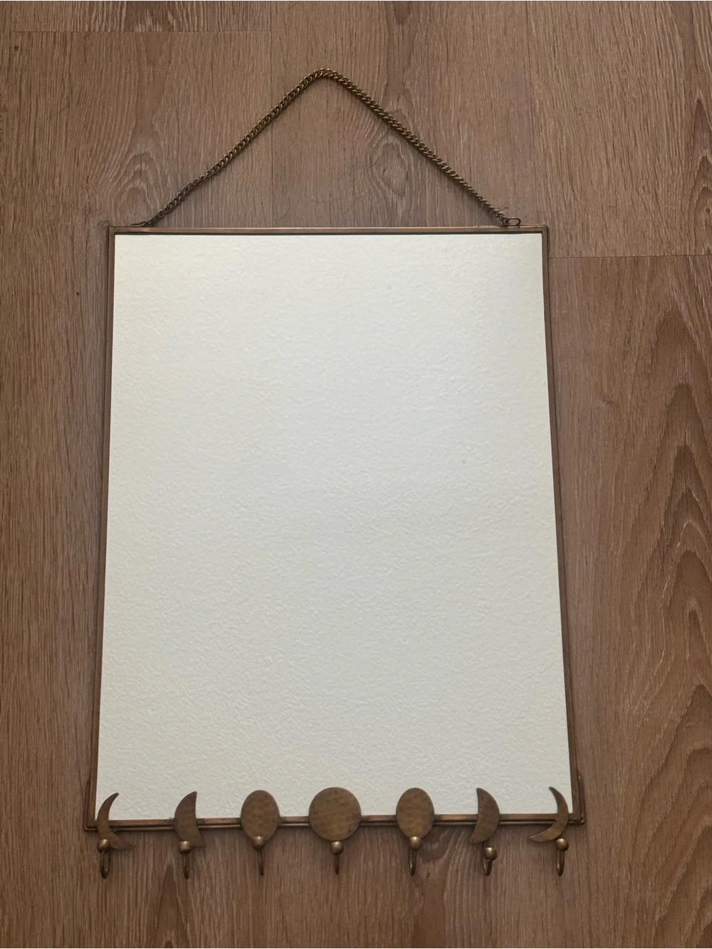 Brass-Tone Wall Mirror with Decorative Hooks - Cream Mirror